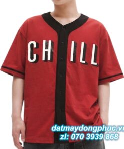 Đồng phục bóng chày CHILL Đỏ Đen Viền Trắng