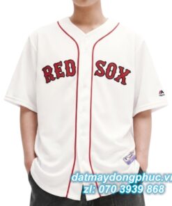 Đồng phục bóng chày RED SOX Trắng Viền Đỏ