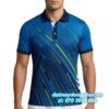 Áo Đồng Phục Tennis Polo Xanh Dương Phối Sọc