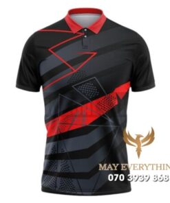 Áo Đồng Phục Tennis Thiết Kế Đen Kẻ Sọc