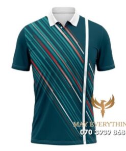 Áo Đồng Phục Tennis Polo Xanh Viền Trắng