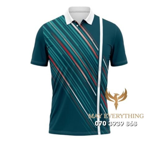 Áo Đồng Phục Tennis Polo Xanh Viền Trắng Áo Đồng Phục Tennis Polo Xanh Viền Trắng