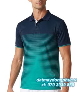 Áo Đồng Phục Tennis Polo Xanh Phối Đen