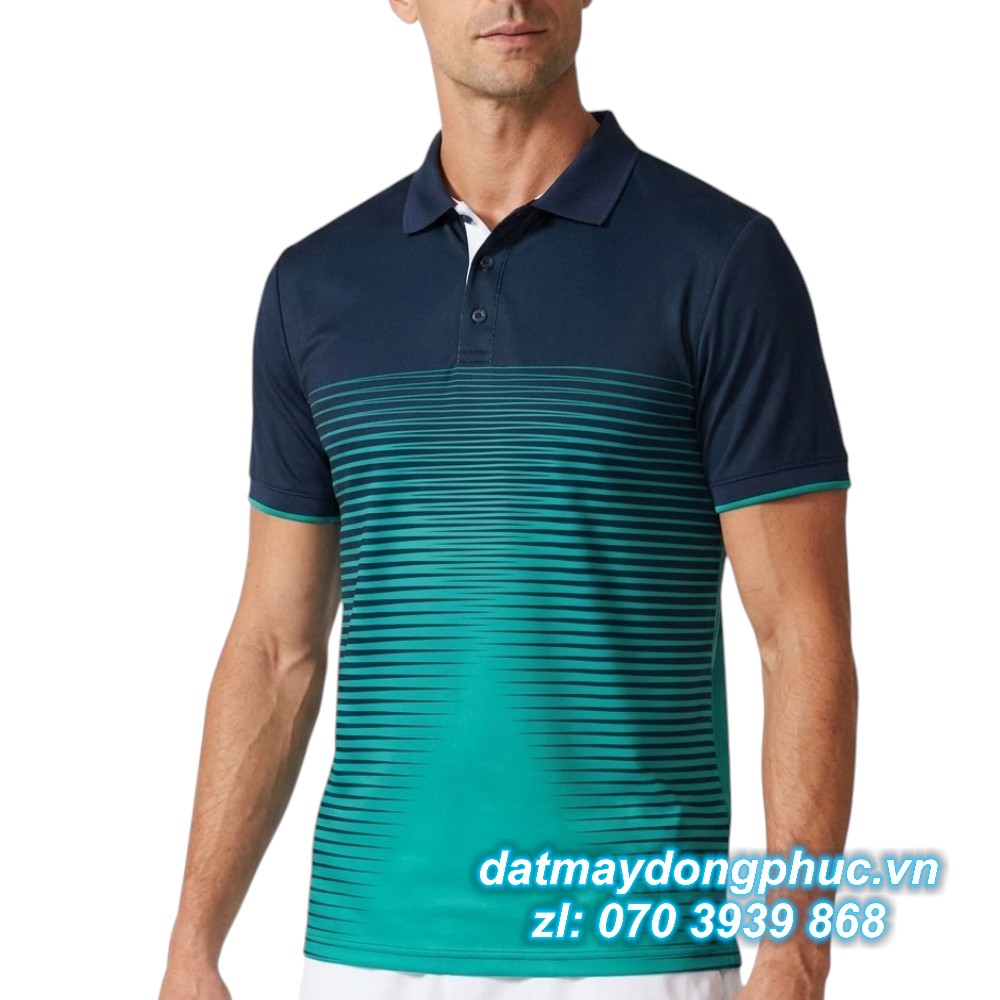 Áo Đồng Phục Tennis Polo Xanh Phối Đen Áo Đồng Phục Tennis Polo Xanh Phối Đen