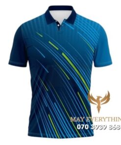 Áo Đồng Phục Tennis Polo Xanh Dương Phối Sọc