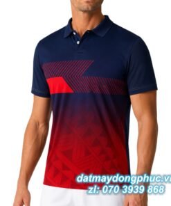 Áo Đồng Phục Tennis Polo Xanh Đen Phối Đỏ