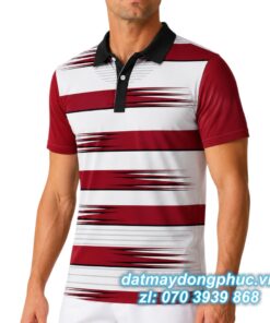 Áo Đồng Phục Thể Thao CLB Màu Đỏ Trắng Sọc Ngang