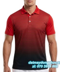Áo Đồng Phục Tennis Polo Đỏ Sọc Đen