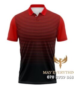 Áo Đồng Phục Tennis Polo Đỏ Sọc Đen