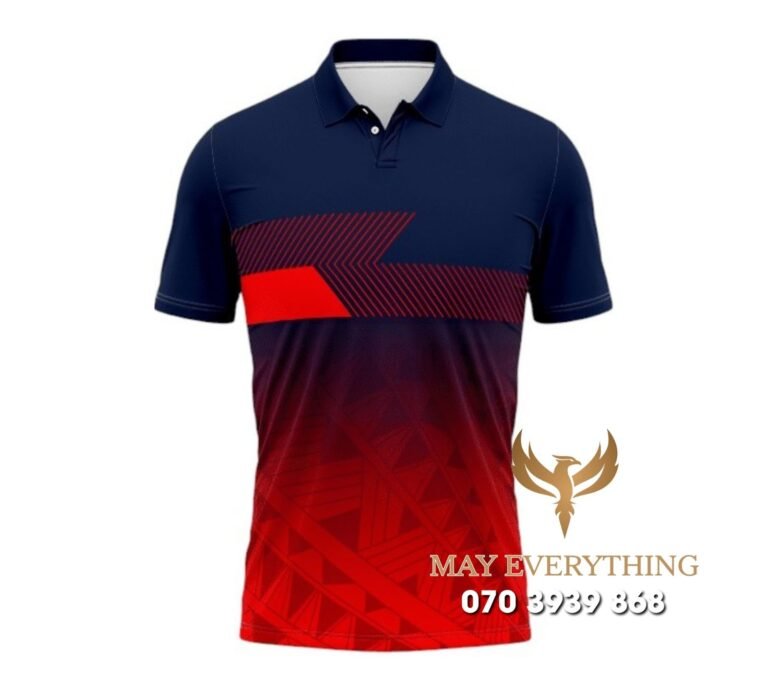 Áo Đồng Phục Tennis Polo Xanh Đen Phối Đỏ Áo Đồng Phục Tennis Polo Xanh Đen Phối Đỏ