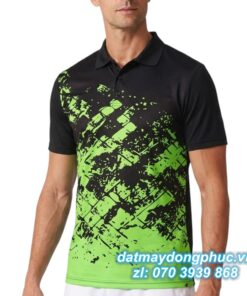 Áo Đồng Phục Tennis Polo Xanh Phối Đen
