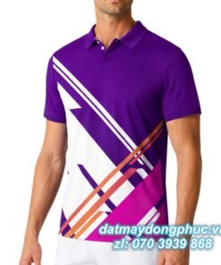 Áo Đồng Phục Tennis Polo Tím Kẻ Trắng