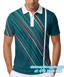 Áo Đồng Phục Tennis Polo Xanh Viền Trắng