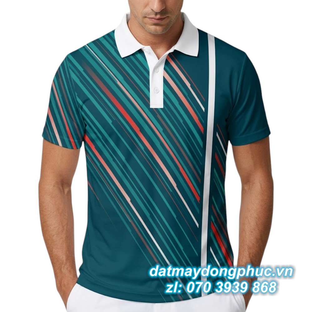 Áo Đồng Phục Tennis Polo Xanh Viền Trắng Áo Đồng Phục Tennis Polo Xanh Viền Trắng