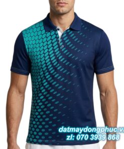 Áo Đồng Phục Tennis Polo Xanh Chấm Bi