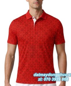 Áo Đồng Phục Tennis Polo Đỏ Kẻ Vuông