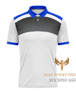 Áo Polo Đồng Phục Golf CLB Màu Trắng Thiết Kế Phối Xanh Dương