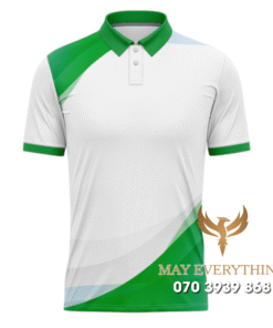 Áo Polo Đồng Phục Golf CLB Màu Trắng Thiết Kế Xanh Lá