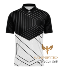 Áo Polo Đồng Phục Golf CLB Màu Trắng Đen Thiết Kế Phong Cách