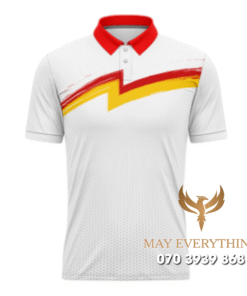 Áo Polo Đồng Phục Golf CLB Màu Trắng Viền Đỏ Thiết Kế Phong Cách