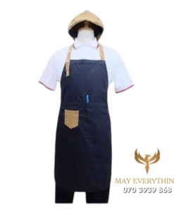 In tạp dề 24h siêu tốc màu xanh đen phối túi