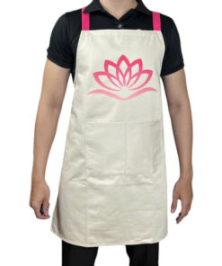 May tạp dề màu kem hoa sen