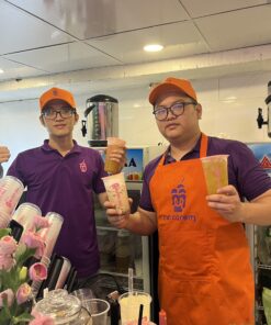 May tạp dề quán trà sữa