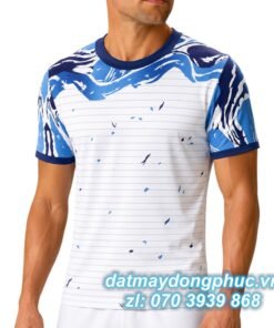 Áo Đồng Phục Thể Thao CLB Màu Thiết Kế Trắng Kẻ Xanh