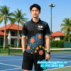 Áo Đồng Phục Pickleball Màu Đen In Hình