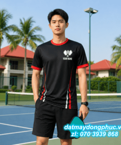 Áo Đồng Phục Pickleball In Hình Màu Đen