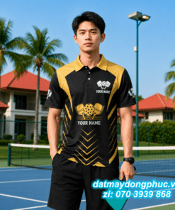 Áo Đồng Phục Pickleball In Tên CLB Màu Đen