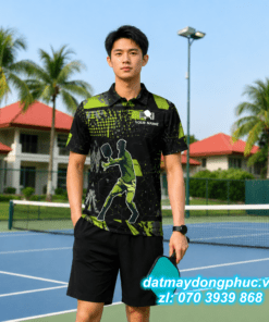 Áo Đồng Phục Pickleball In Tên CLB Màu Xanh Đen