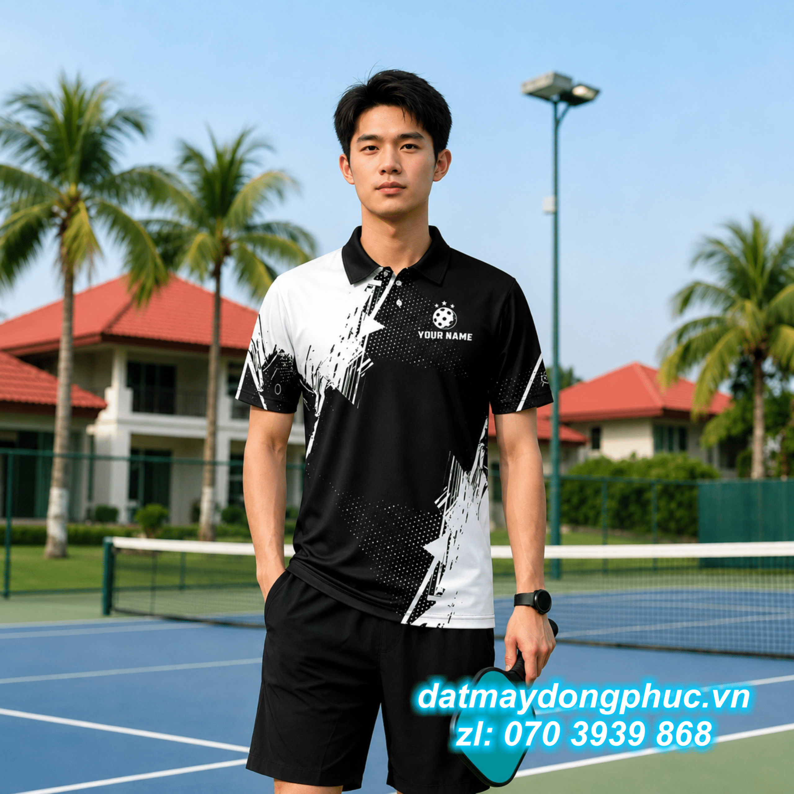 Áo Đồng Phục Pickleball Màu Đen Cá Tính Áo Đồng Phục Pickleball Màu Đen Cá Tính