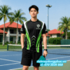 Áo Đồng Phục Pickleball Màu Đen In Tên CLB