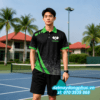 Áo Đồng Phục Pickleball Màu Đen Phối Xanh
