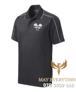 Áo Đồng Phục Pickleball Màu Xám Viền Trắng Polo Đơn Giản