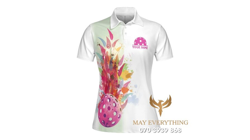 Gợi ý 12 mẫu áo pickleball đồng phục nam nữ đẹp, chuẩn form dáng 11 Áo đồng phục Pickleball màu trắng in quả bóng