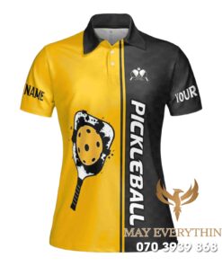 Áo Đồng Phục Pickleball Màu Vàng Đồng In Logo Team