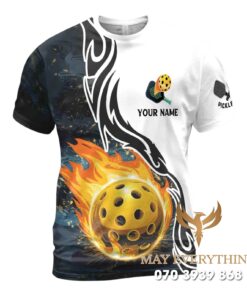 Áo Đồng Phục Pickleball Màu Trắng In Quả Bóng