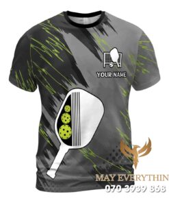 Áo Polo Đồng Phục Pickleball Màu Đen In Hình