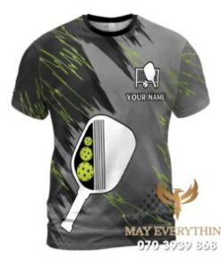 Áo Đồng Phục Pickleball Màu Đen In Hình