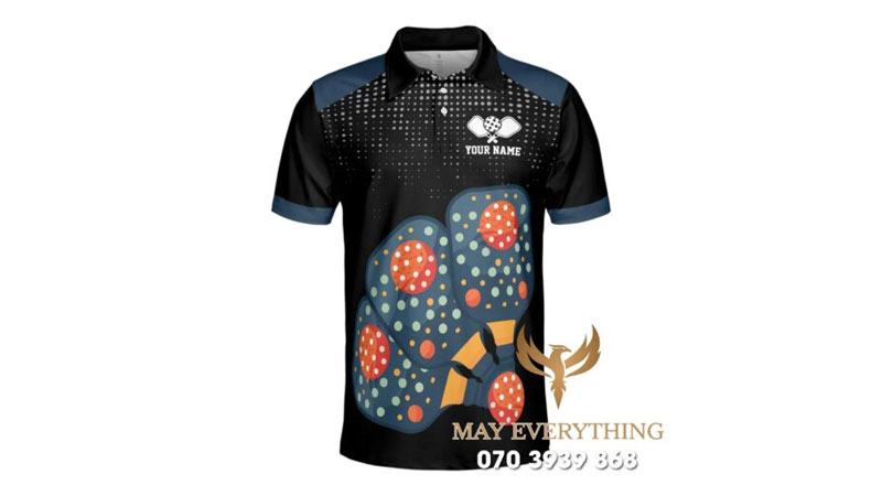 Áo đồng phục pickleball màu đen in hình