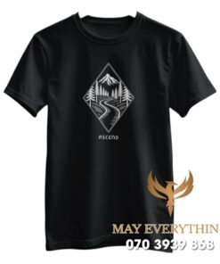 Áo thun leo núi in hình màu đen