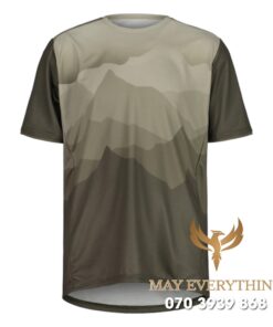 Áo thun leo núi màu xanh rêu họa tiết