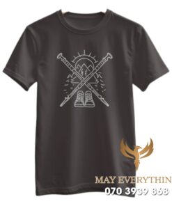 Áo thun leo núi in hình màu xám