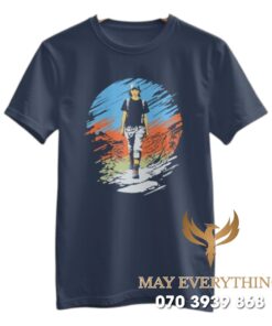Áo thun leo núi in hình màu xanh đen