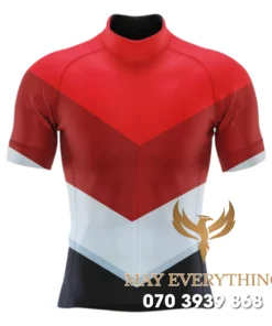 Áo thun chạy xe đạp kẻ màu đỏ