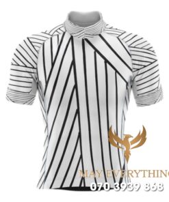 Áo thun chạy xe đạp màu trắng kẻ đen