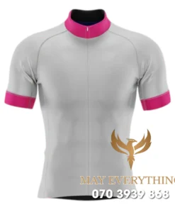Áo thun chạy xe đạp màu xám viền hồng