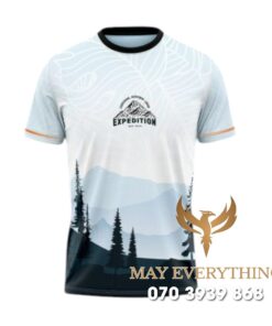 Áo thun leo núi in hình màu xanh dương